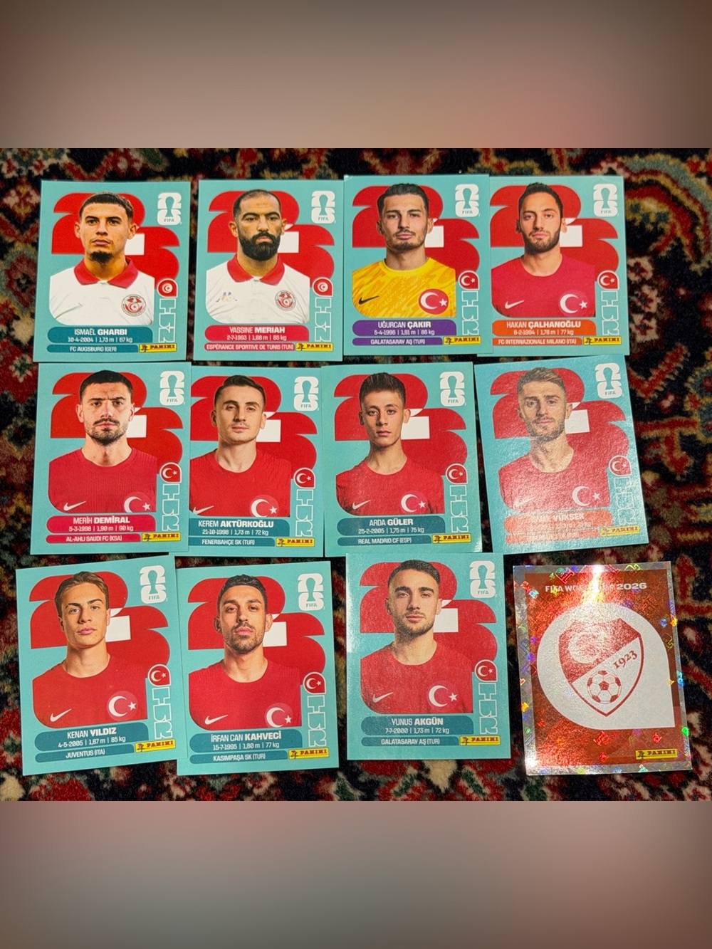 WORLD CUP 2026 PANINI STICKER  TURKEY SOCCER  TEAM. LOT OF 12 STICKERS. BRASIL